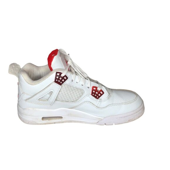 Air Jordan 4 Retro Red Metallic Sneakers Mens 7 White Shoes Athletic Basketball main image 2